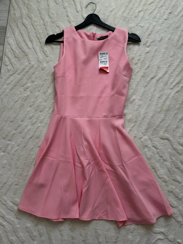 Pembe Midi Kolsuz Günlük Elbise - Görsel 2