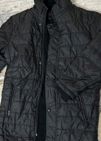 Siyah Kadın Kapüşonlu Günlük Mont - Görsel 2