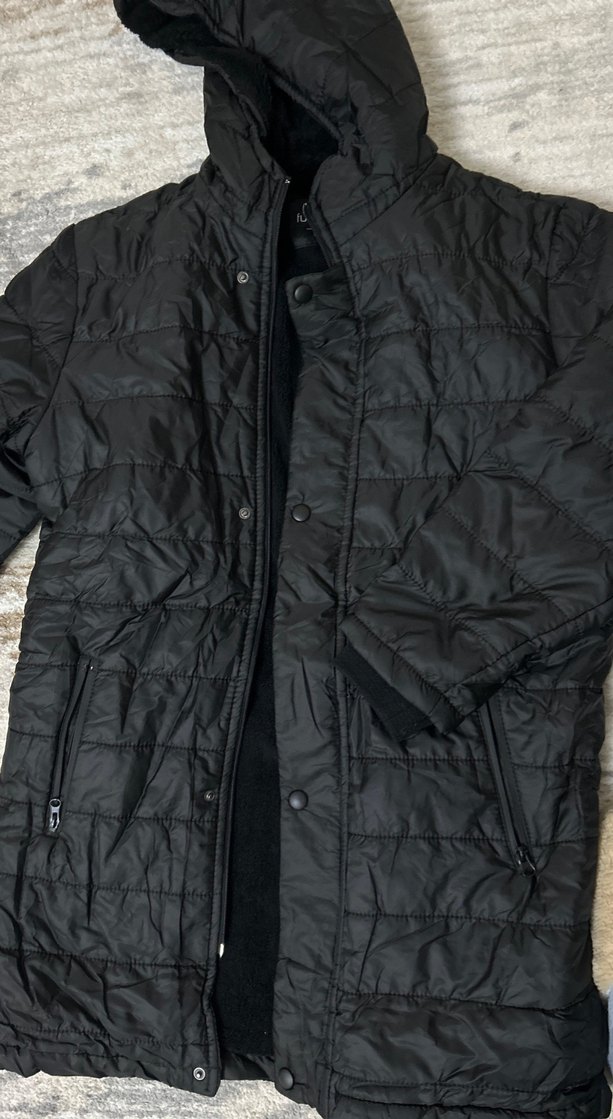 Siyah Kadın Kapüşonlu Günlük Mont - Görsel 2