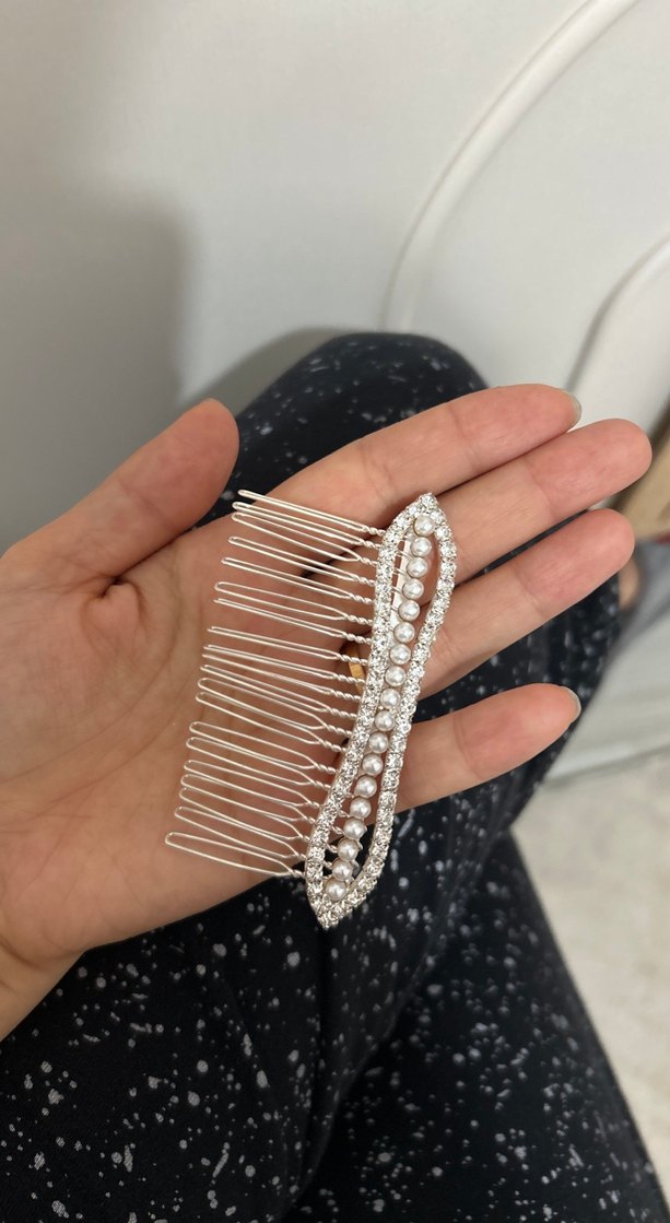 İnci ve Taşlı Metal Saç Tarağı - Görsel 3