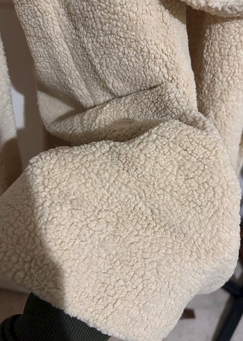 Bej Uzun Peluş Kadın Kaban - Görsel 4