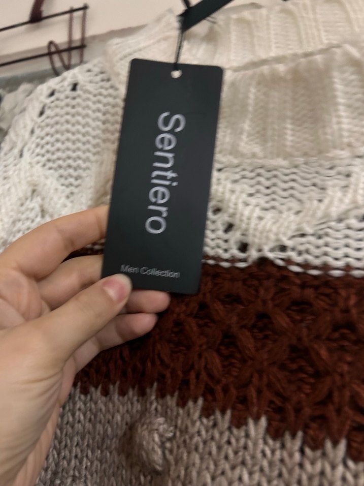 Bohem Tarz Uzun Örgü Kadın Kazak panço - Görsel 4