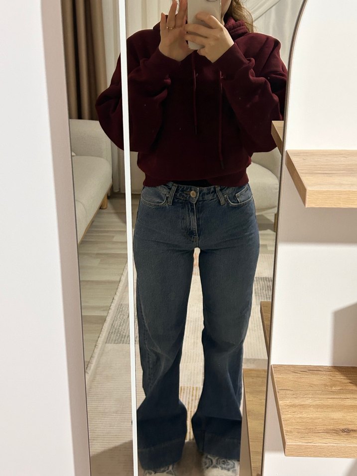 Bol Kesim Midi Kot Pantolon - Görsel 2