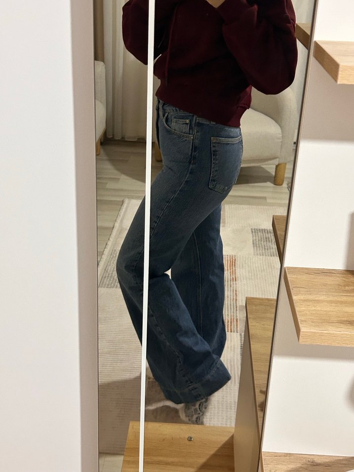 Bol Kesim Midi Kot Pantolon - Görsel 4