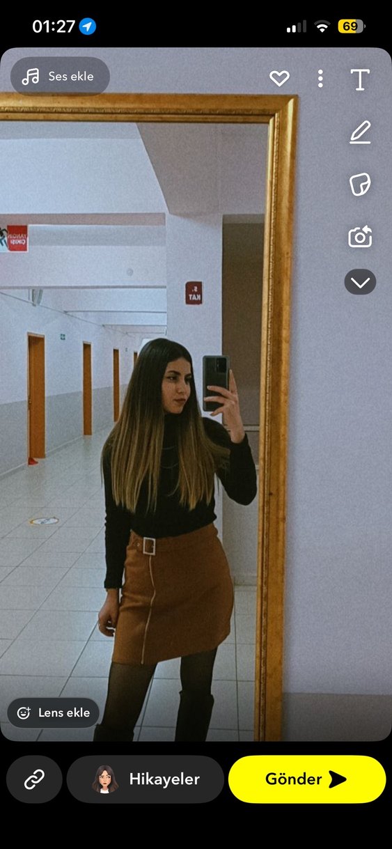 Süet kahverengi Mini Etek - Görsel 2