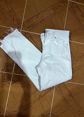 Beyaz Regular Fit Kadın Kot Pantolon