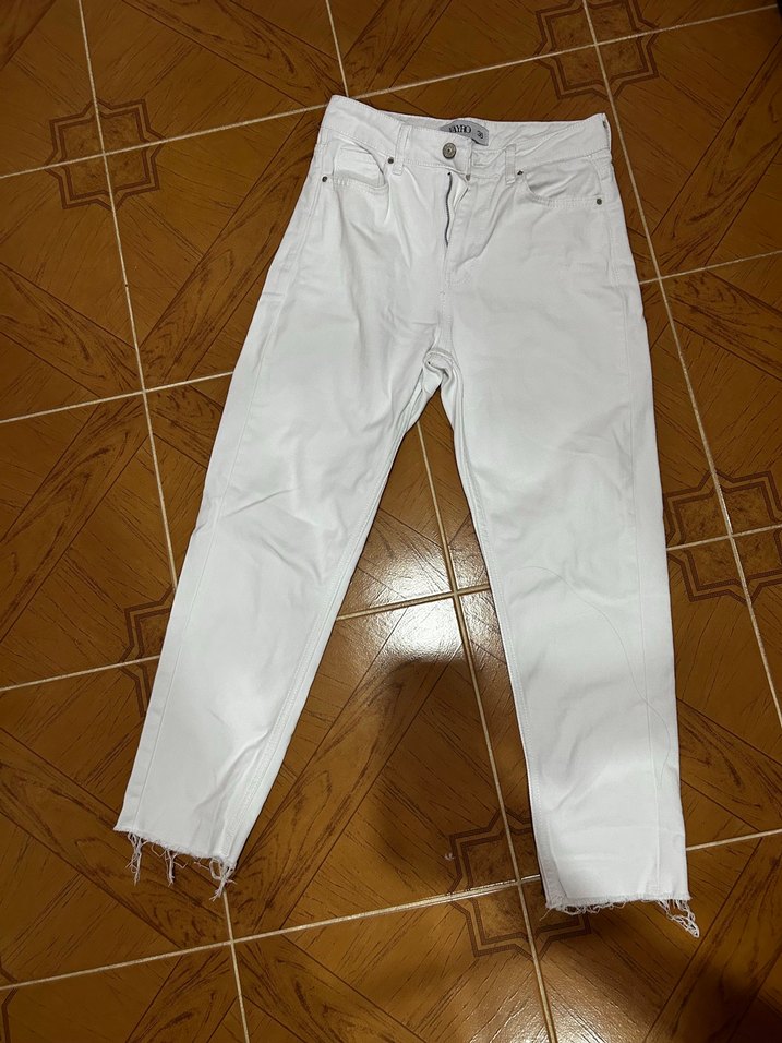 Beyaz Regular Fit Kadın Kot Pantolon - Görsel 2