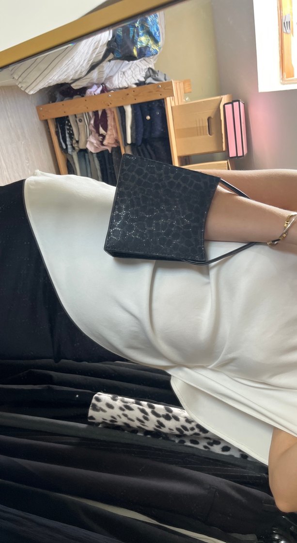 Parlak Siyah Yılan Desenli Deri Kadın Çanta - Görsel 3