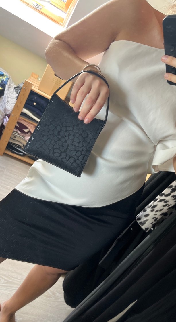 Parlak Siyah Yılan Desenli Deri Kadın Çanta - Görsel 2