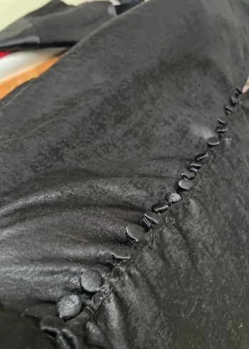 Siyah Midi Elbise V Yaka Düğmeli - Görsel 5