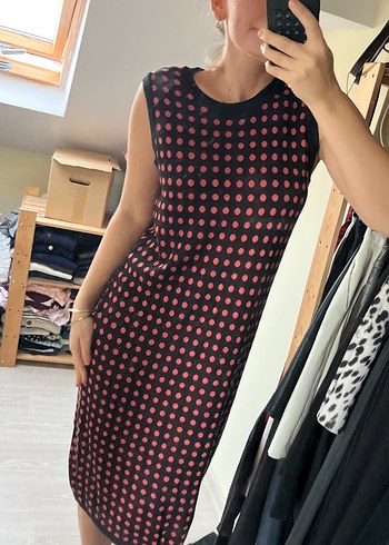 Puantiyeli triko elbise - Görsel 4