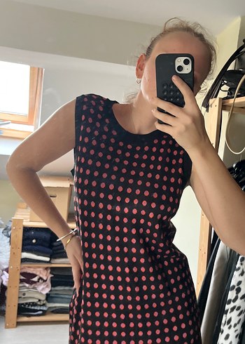 Puantiyeli triko elbise - Görsel 6