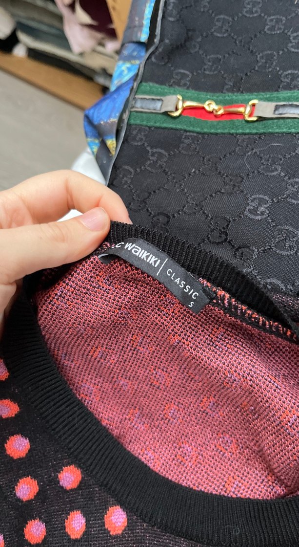 Puantiyeli triko elbise - Görsel 2