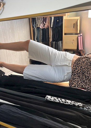 Beyaz kot bermuda bershka - Görsel 4