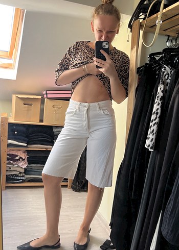 Beyaz kot bermuda bershka - Görsel 5