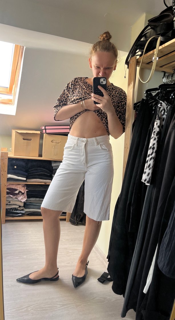 Beyaz kot bermuda bershka - Görsel 5