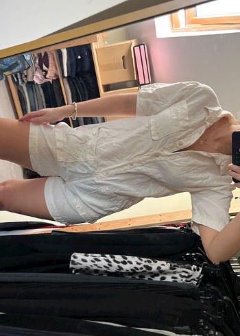 Beyaz Kısa Kollu Mini Tulum - Görsel 4