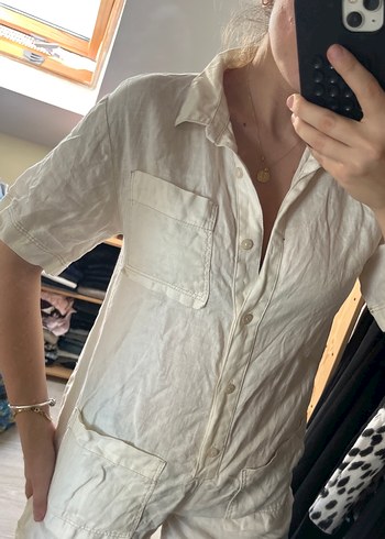 Beyaz Kısa Kollu Mini Tulum - Görsel 5