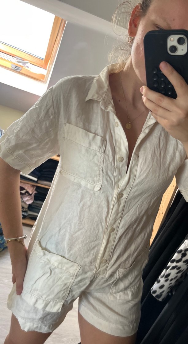 Beyaz Kısa Kollu Mini Tulum - Görsel 5