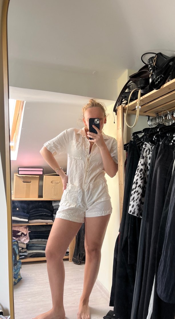 Beyaz Kısa Kollu Mini Tulum - Görsel 2