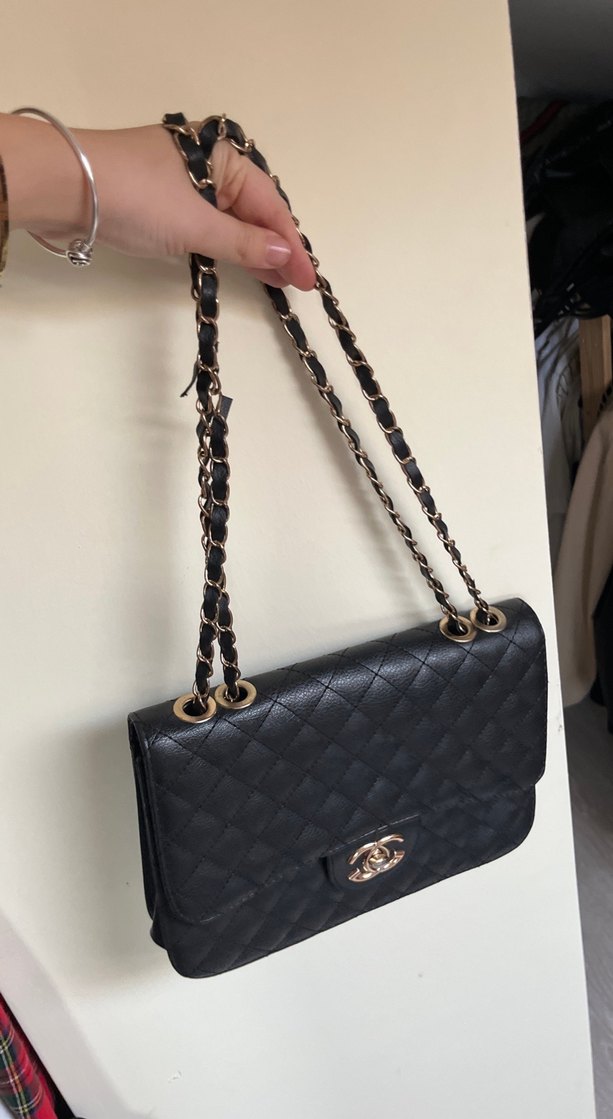 Tokalı Siyah Deri Kadın Omuz Çantası - Görsel 5