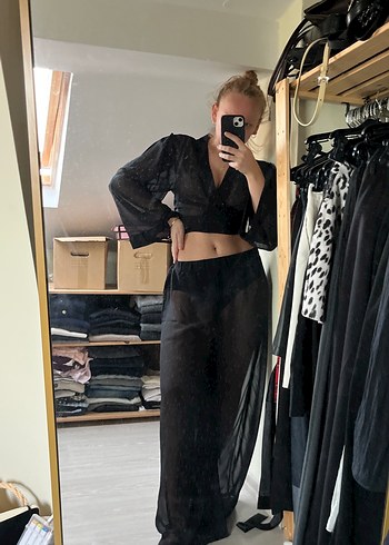 Siyah Uzun Kollu Gotik Kadın takım - Görsel 2