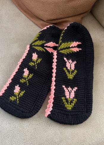 Nakışlı Örgü Kadın Terlik - Görsel 5