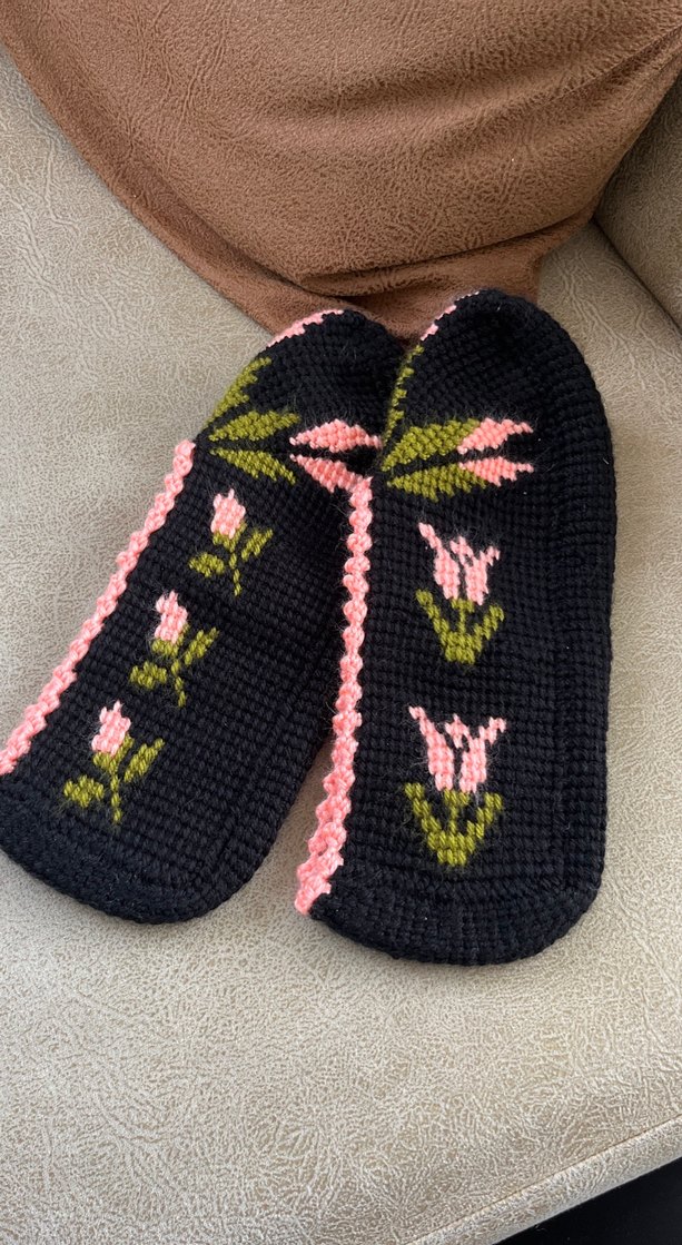 Nakışlı Örgü Kadın Terlik - Görsel 5