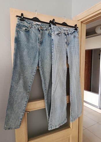2. Adet ,Mavi Bol Kesim Denim Kadın Pantolon
