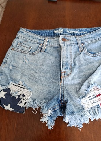 Diğer Kadın Mavi Bağcıklı Mini Denim Şort