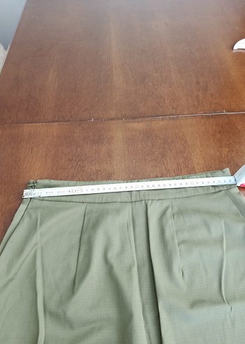 m Beden Kadın Haki Kemerli Mini Etek