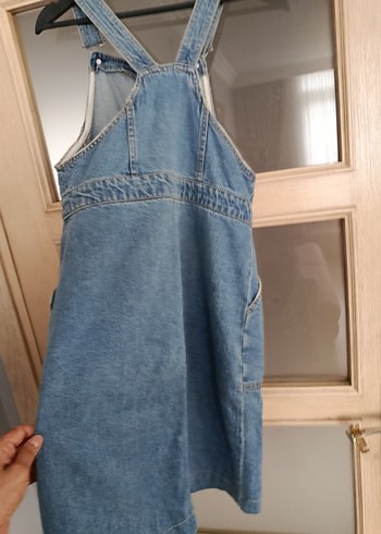 Mavi Askılı Kot Midi Elbise