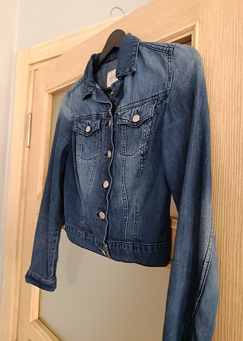 s Beden Düğmeli Mavi Kadın Denim Ceket
