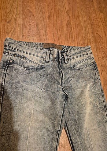 Diğer Gri Bağlama Desenli Midi Denim Pantolon