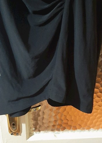 Uzun Kollu Siyah Drapeli Kadın Elbise - Görsel 3