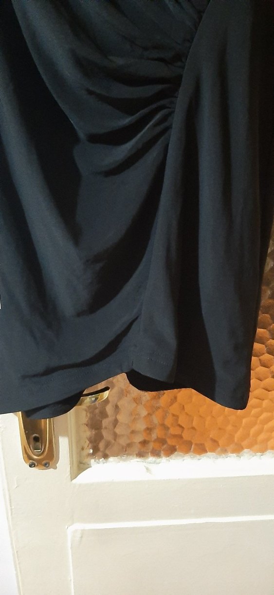 Uzun Kollu Siyah Drapeli Kadın Elbise - Görsel 3