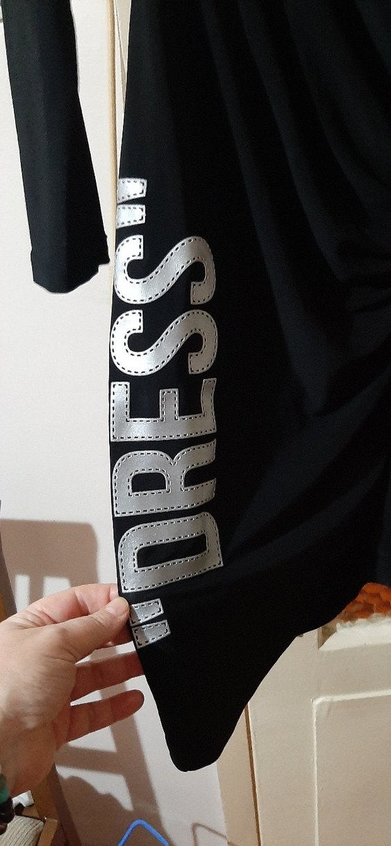 Uzun Kollu Siyah Drapeli Kadın Elbise - Görsel 4