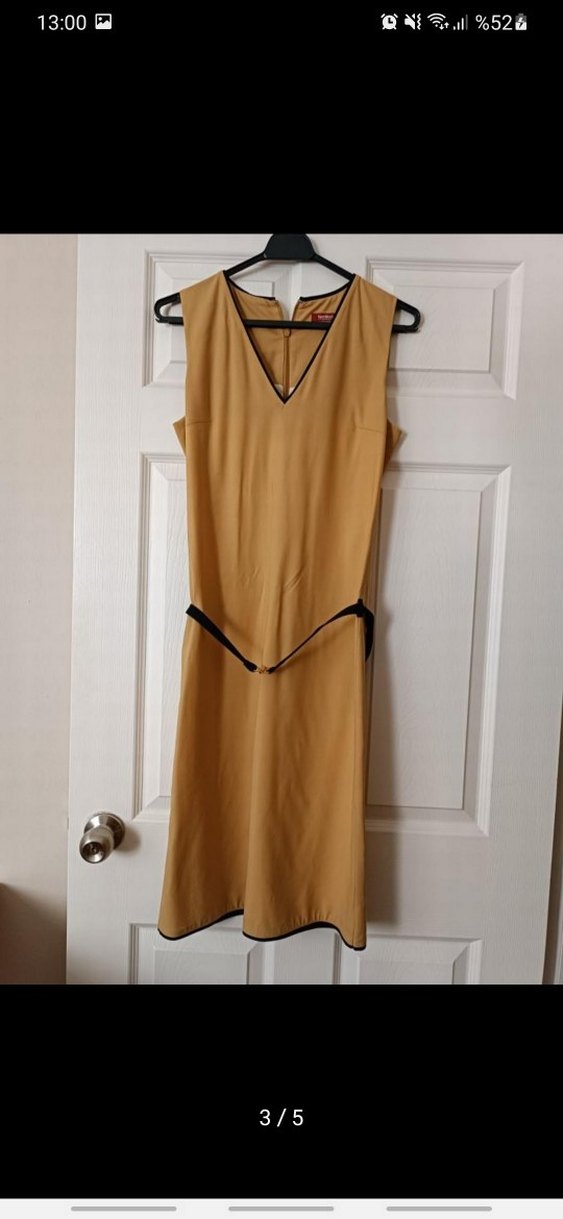 Network 36 bedene Uygun içi hardal elbise dışı kahverengi ceket - Görsel 3