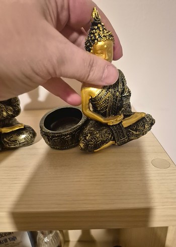 Altın Renkli Parlak Buda Figürleri Seti - Görsel 3