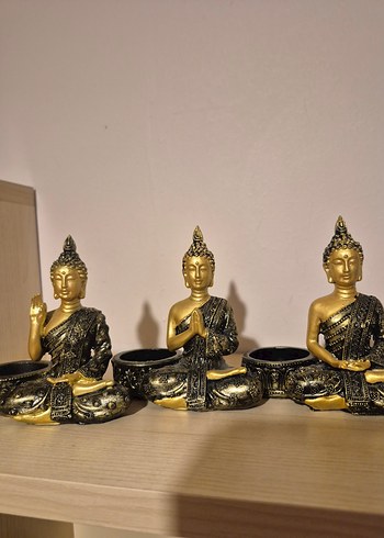Altın Renkli Parlak Buda Figürleri Seti - Görsel 2