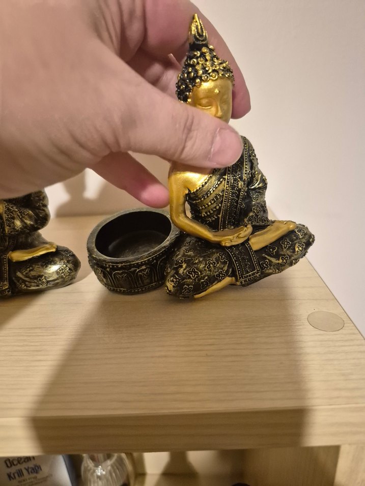 Altın Renkli Parlak Buda Figürleri Seti - Görsel 3