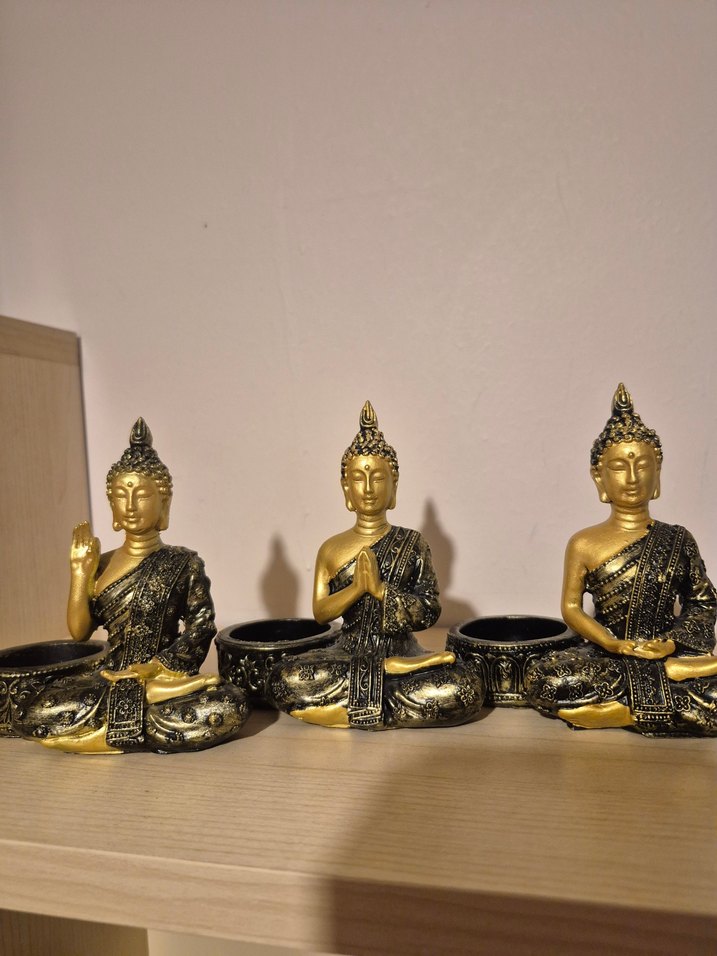 Altın Renkli Parlak Buda Figürleri Seti - Görsel 2