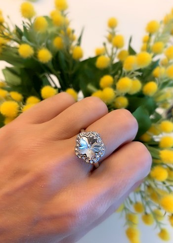 18 ayar altın kaplama çiçek yüzük yenı urundur 9 numara - Görsel 3