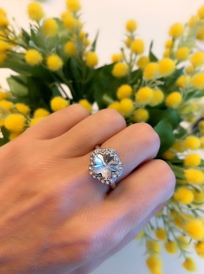 18 ayar altın kaplama çiçek yüzük yenı urundur 9 numara - Görsel 3