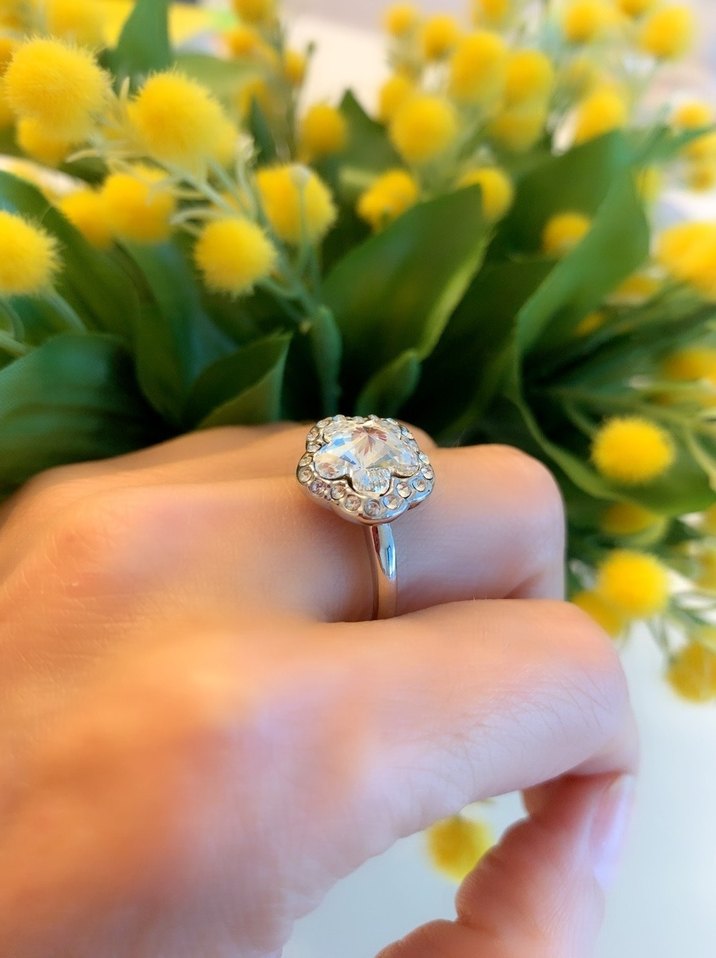 18 ayar altın kaplama çiçek yüzük yenı urundur 9 numara - Görsel 2