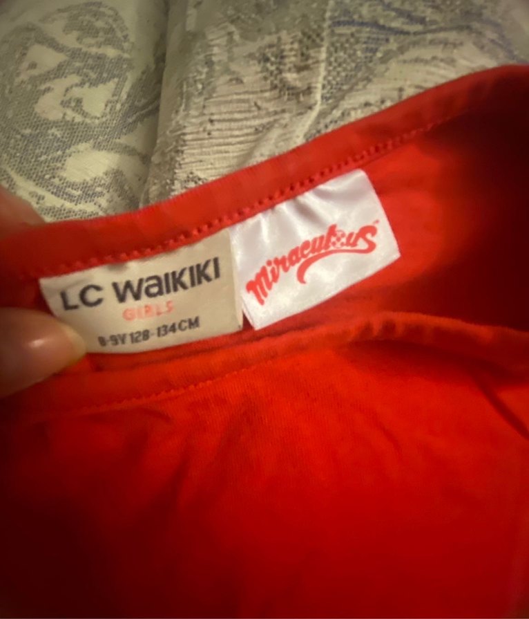 Kız Çocuk Kırmızı Baskılı Kısa Kollu Tişört - Görsel 2