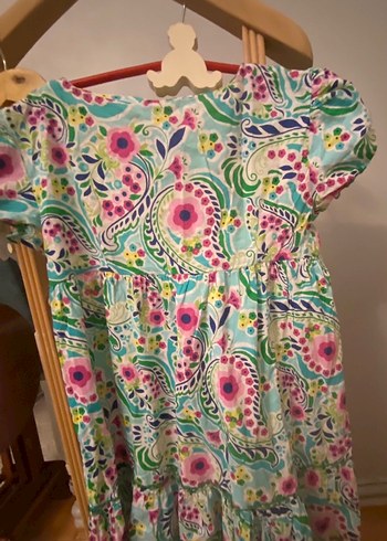 Çiçekli Bohem Kız Elbisesi, Kısa Kollu - Görsel 2