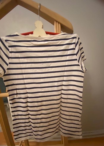 Kadın Beyaz Çizgili Kısa Kollu Tişört - Görsel 2