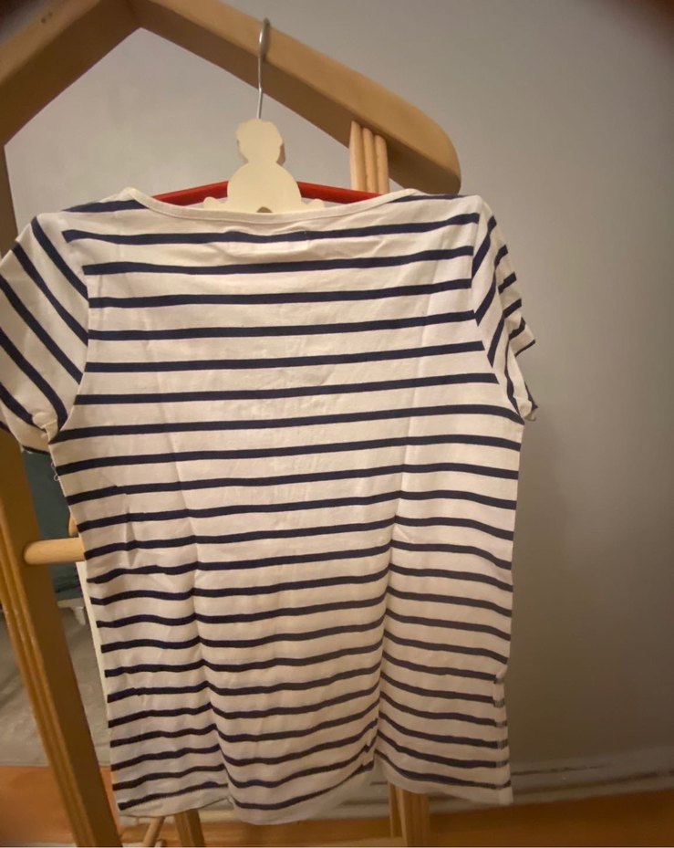 Kadın Beyaz Çizgili Kısa Kollu Tişört - Görsel 2