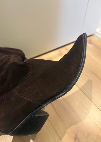 Kadın Kahverengi Süet Dolgu Topuklu Diz çizme - Görsel 5